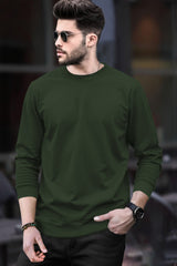 Mens Tracksuit - Full Sleeve Olive t-shirt / Black Trackpant