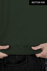 Mens Full Sleeve Round Neck T-shirt Plain / Olive Green