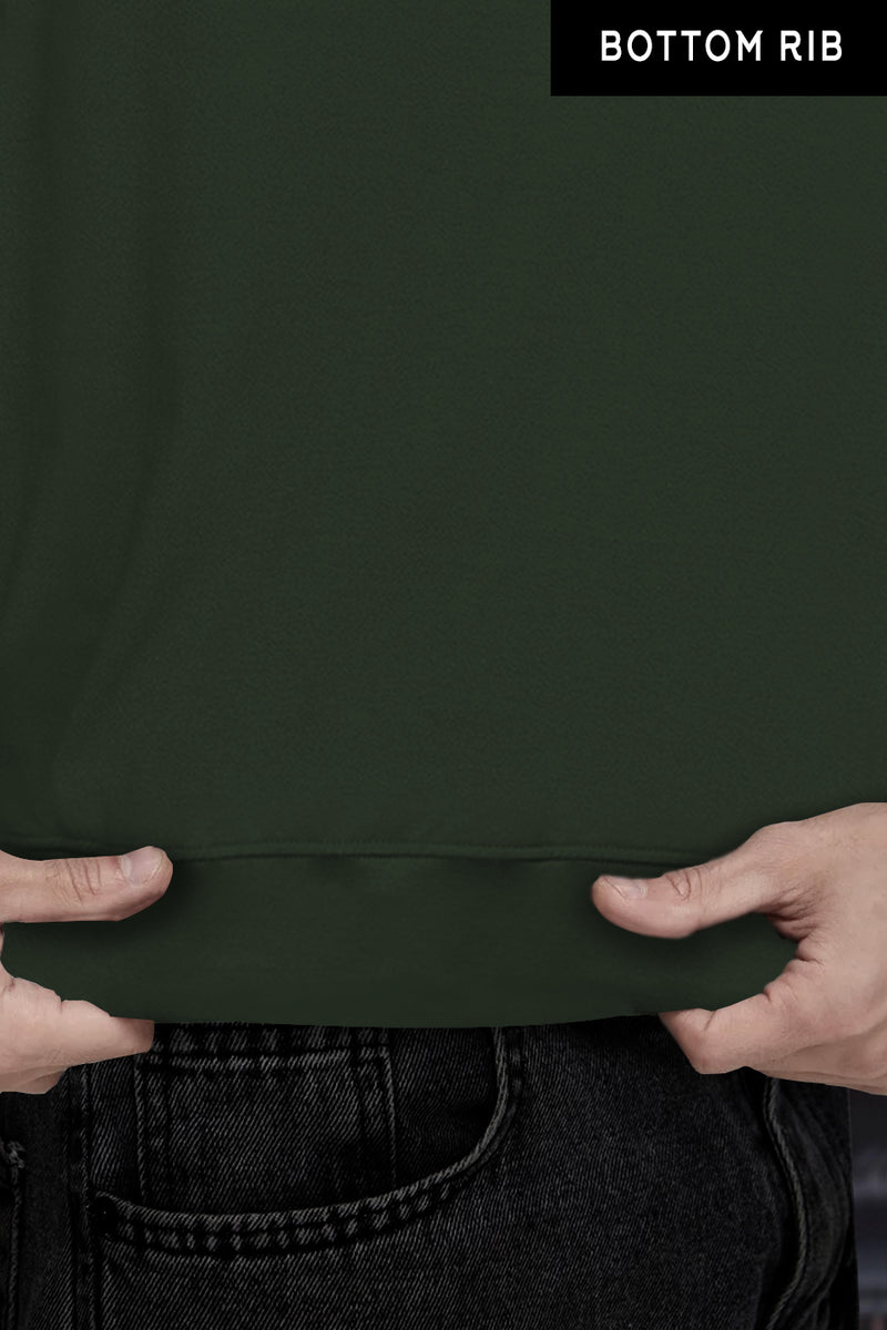 Mens Full Sleeve Round Neck T-shirt Plain / Olive Green