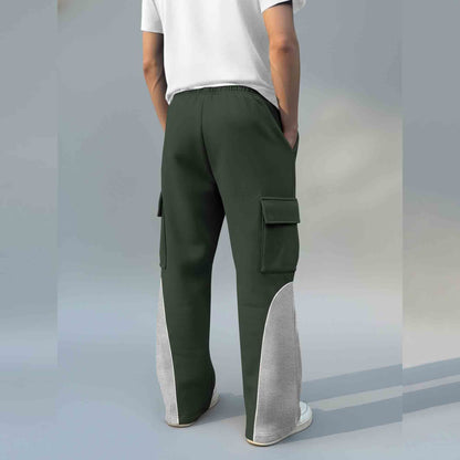 Men 4 Pockets Dual Color Baggy Cargo Pant Olivegreen & Grey