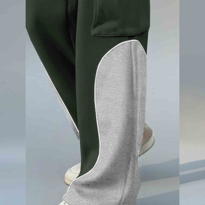 Men 4 Pockets Dual Color Baggy Cargo Pant Olivegreen & Grey