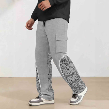Men 4 Pockets Dual Color And Printed  Baggy Cargo Pants