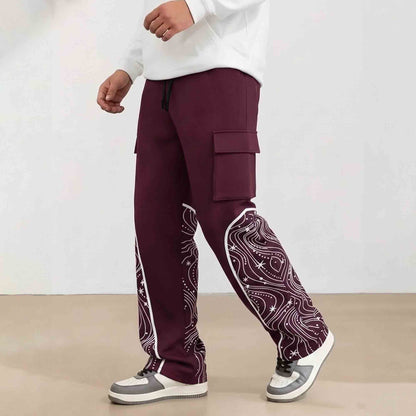 Men 4 Pockets Dual Color And Printed  Baggy Cargo Pants