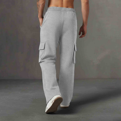 Men Multi Pockets Anime Printed Baggy Cargo Grey