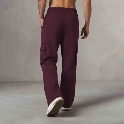 Men Multi Pockets Anime Printed Baggy Cargo Maroon