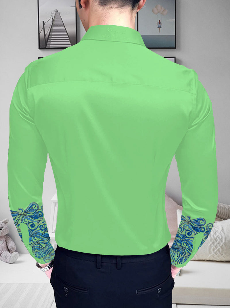 Mens Spring Party Wear Shirt / Green