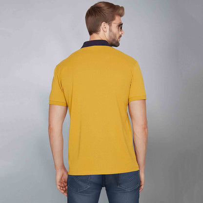 Color Block Zipper Polo T-Shirt Yellow
