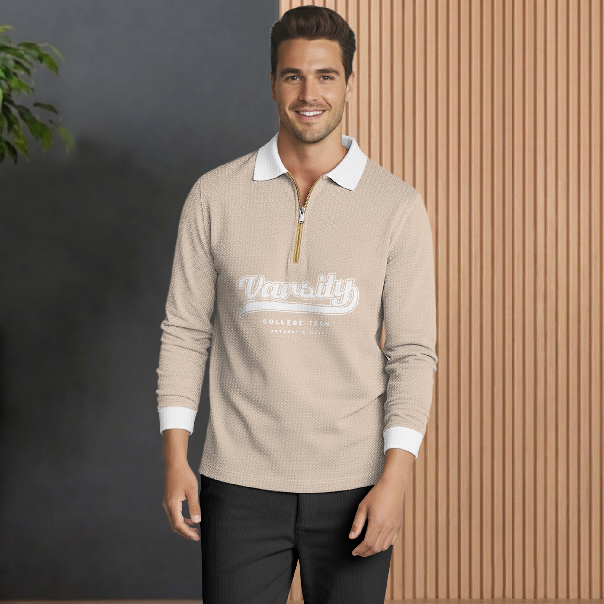Men's Full Sleeve Stylish Printed Polo Neck Tshirts