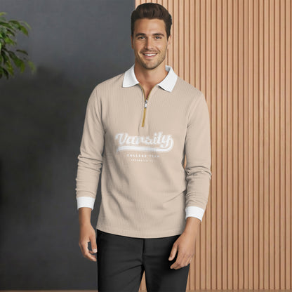 Men's Full Sleeve Printed Zip Neck Polo Tshirts