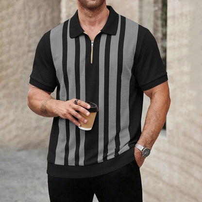 Men Quarter Zip Polo Neck Printed T-shirts