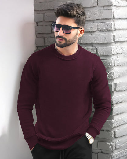 PLAIN MAROON MEN REGULAR FIT CASUAL SWEATSHIRT – TRIPR