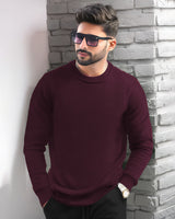 PLAIN MAROON MEN REGULAR FIT CASUAL SWEATSHIRT