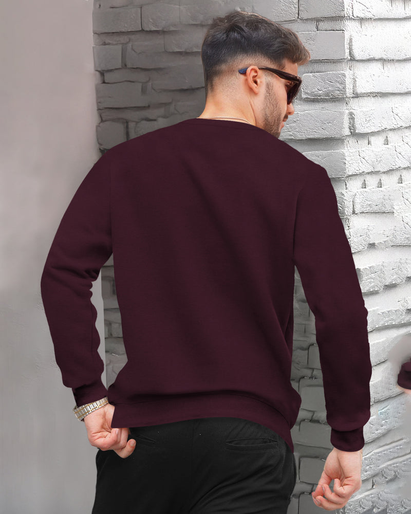 PLAIN MAROON MEN REGULAR FIT CASUAL SWEATSHIRT