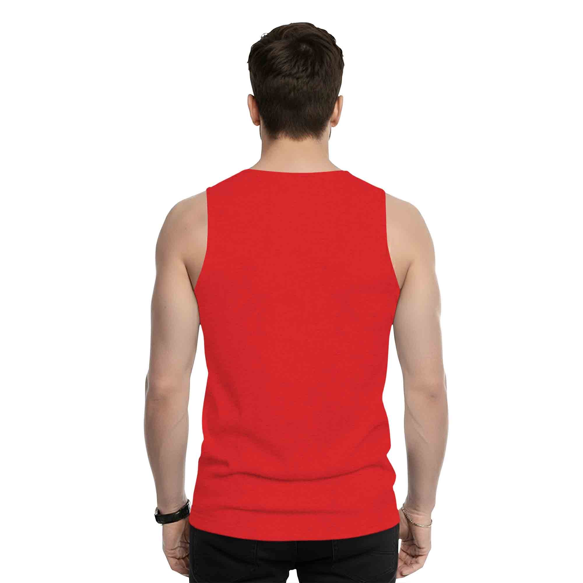 Men Red Sleeveless Abstract Printed