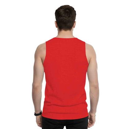 Men Red Sleeveless Abstract Printed