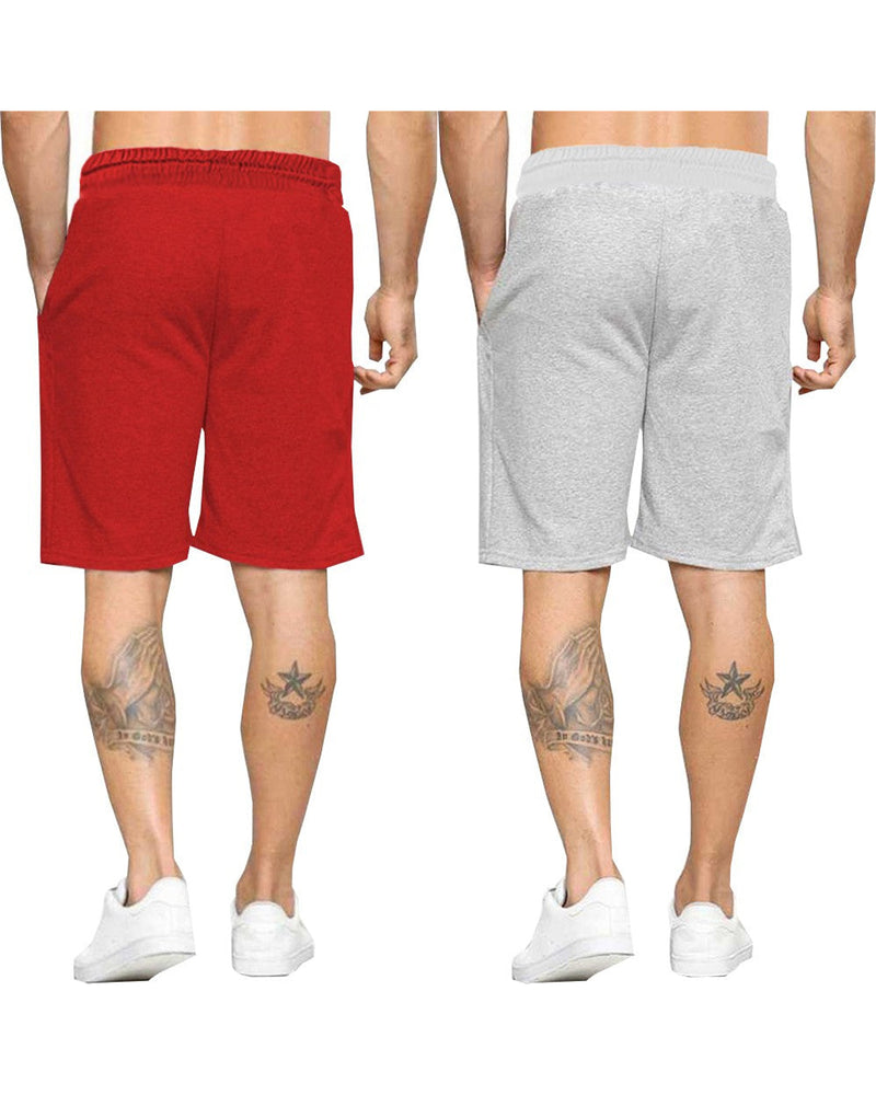 mens short-PACK OF 2-red-grey