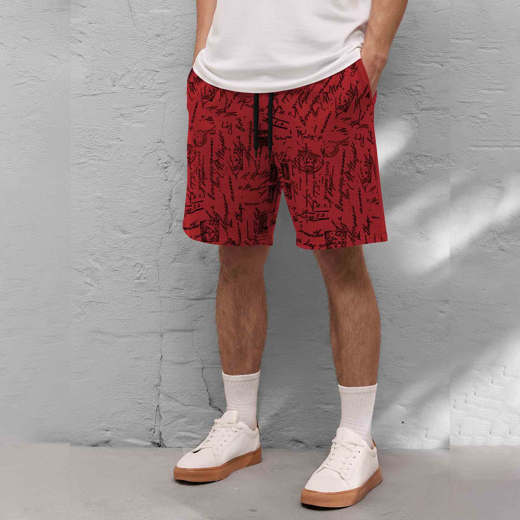 Men All Over Printed Short Red