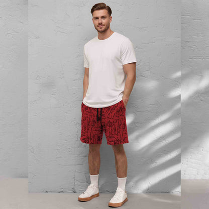 Men All Over Printed Short Red