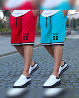 mens short-PACK OF 2-skyblue-red