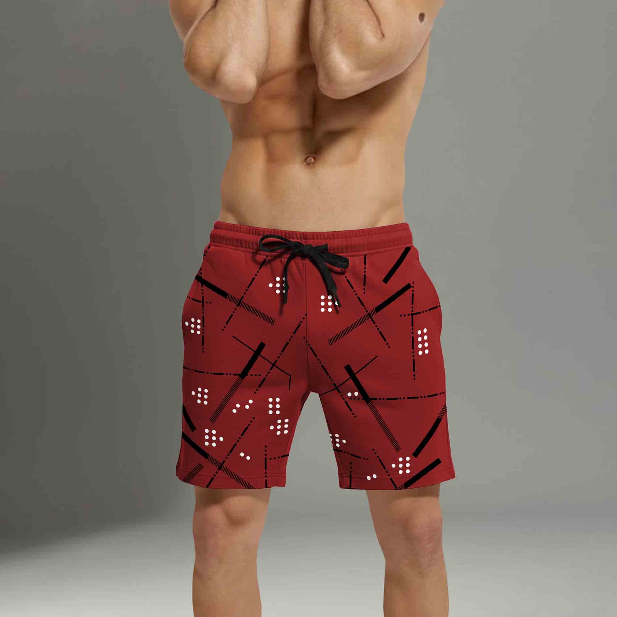 Men Red Printed Regular Shorts