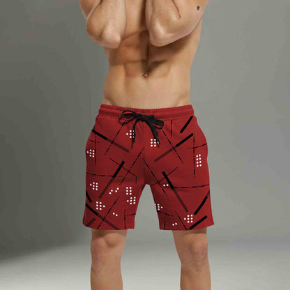 Men Red Printed Regular Shorts