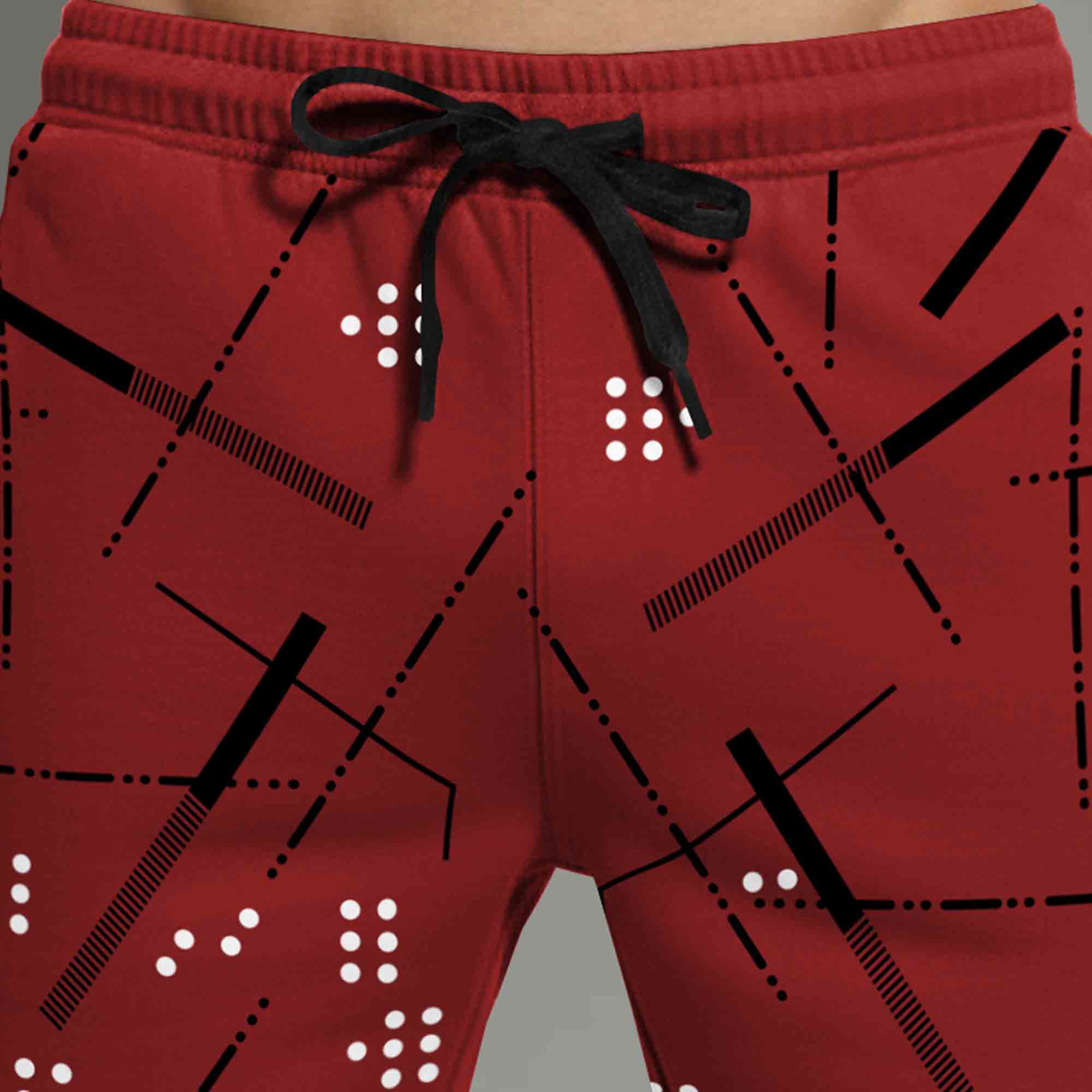 Men Red Printed Regular Shorts