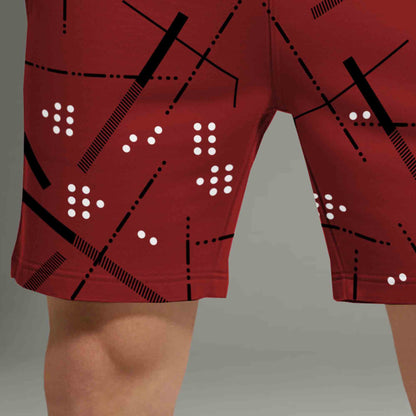 Men Red Printed Regular Shorts
