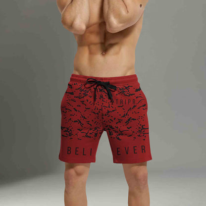 Men Red Design Printed Regular Shorts