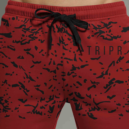 Men Red Design Printed Regular Shorts