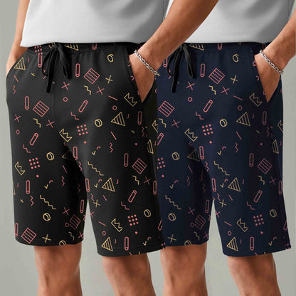 Men (Pack Of 2) Same Printed Design Regular Fit Shorts- 26 Variants