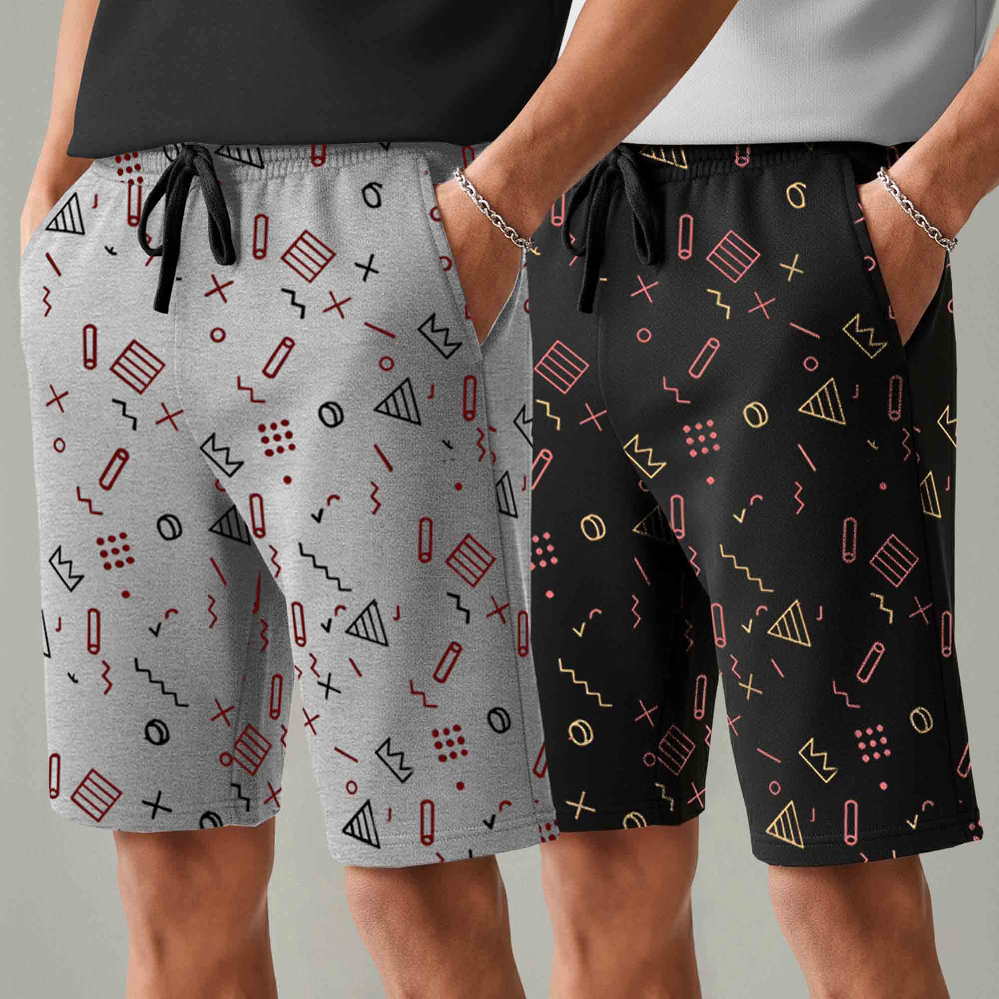 Men (Pack Of 2) Same Printed Design Regular Fit Shorts- 26 Variants