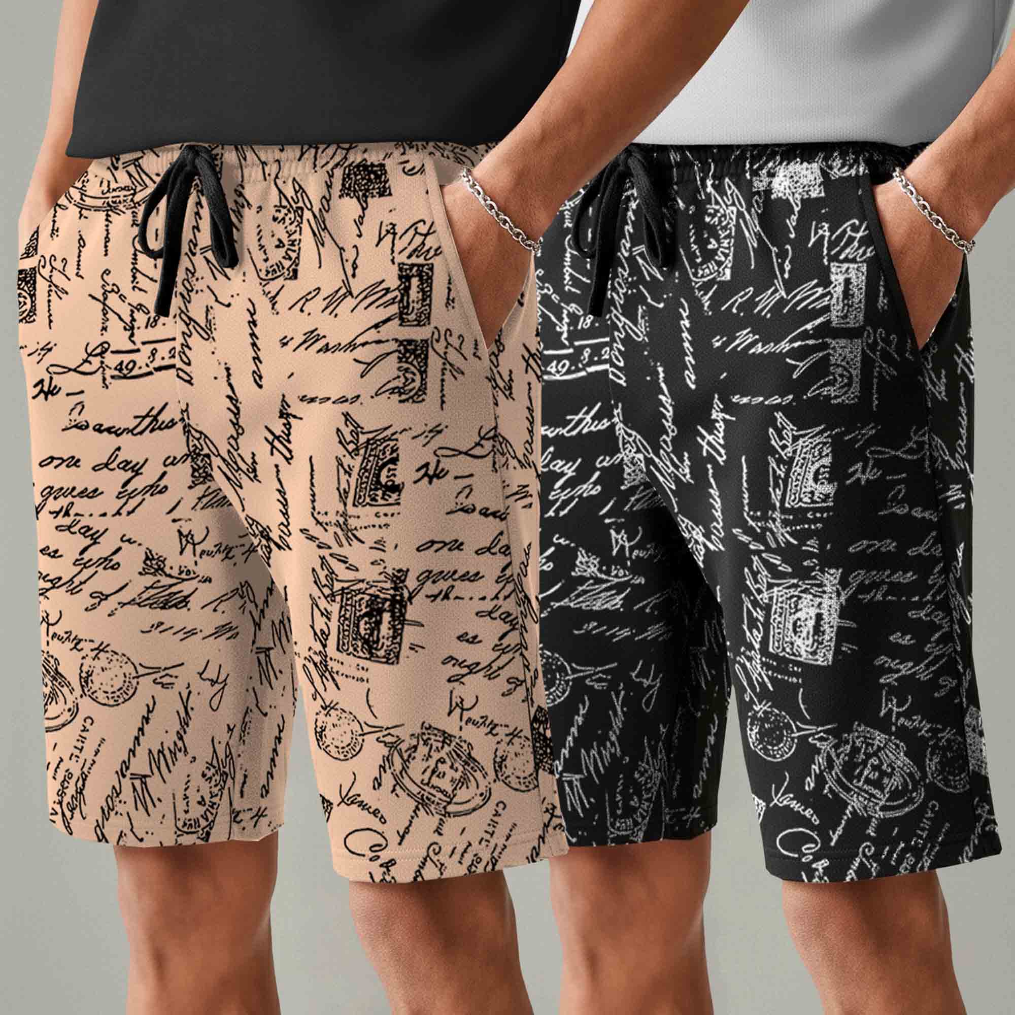 Men (Pack Of 2) Same Printed Design Regular Fit Shorts- 26 Variants