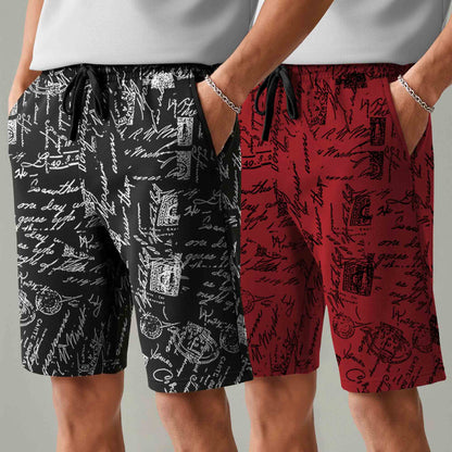 Men (Pack Of 2) Same Printed Design Regular Fit Shorts- 26 Variants