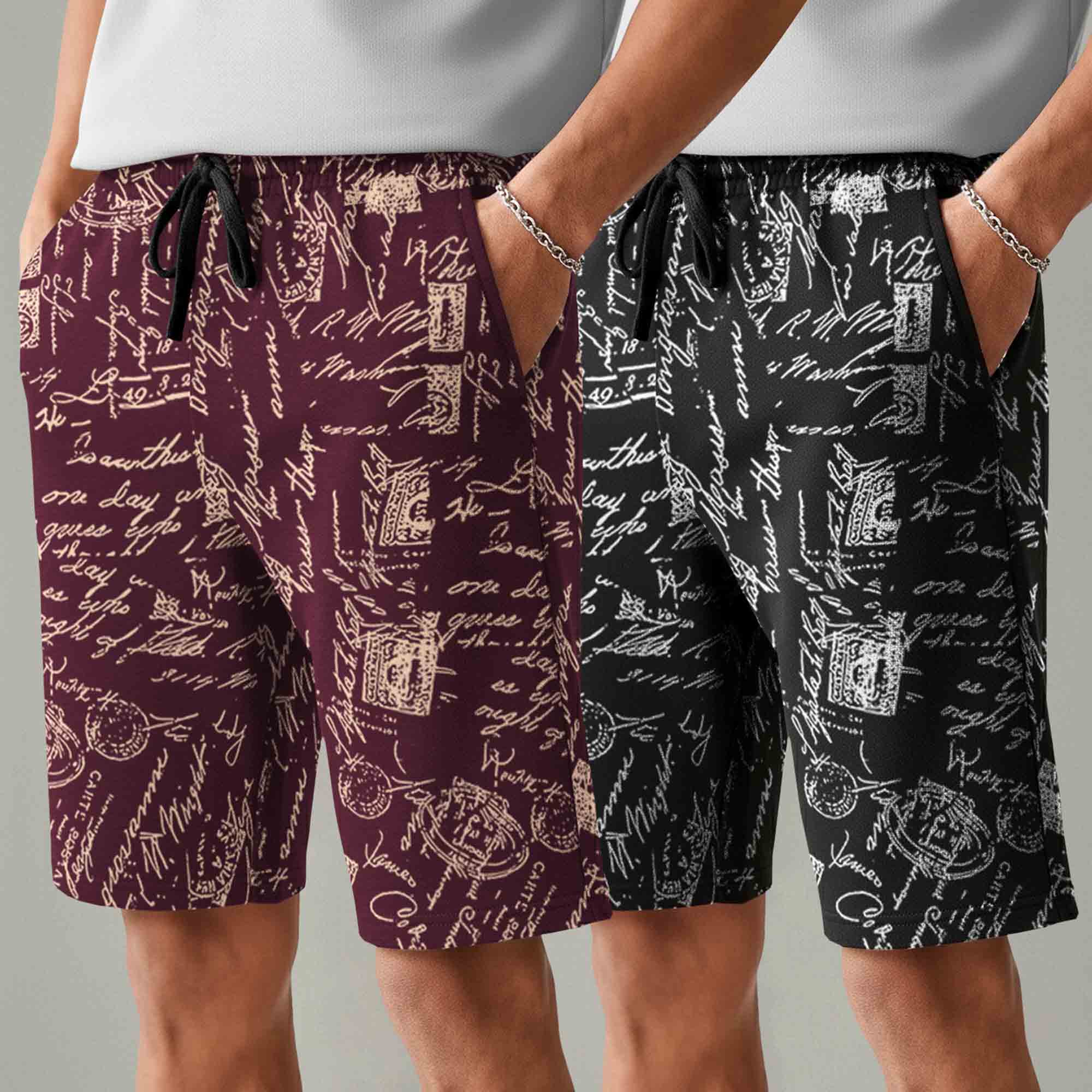 Men (Pack Of 2) Same Printed Design Regular Fit Shorts- 26 Variants