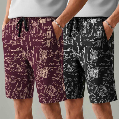 Men (Pack Of 2) Same Printed Design Regular Fit Shorts- 26 Variants
