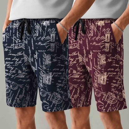 Men (Pack Of 2) Same Printed Design Regular Fit Shorts- 26 Variants