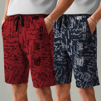 Men (Pack Of 2) Same Printed Design Regular Fit Shorts- 26 Variants