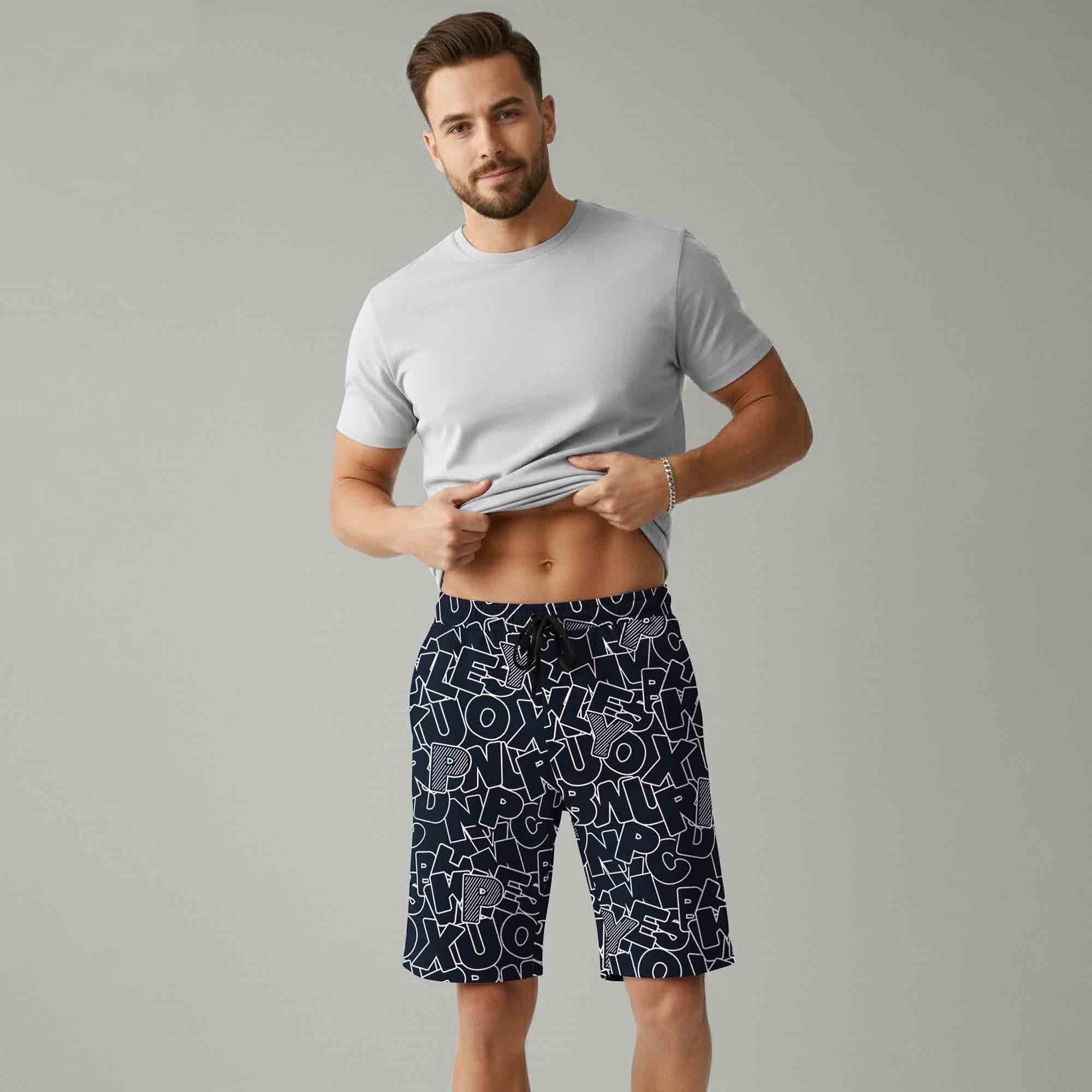 Men All Over Printed Short Navyblue
