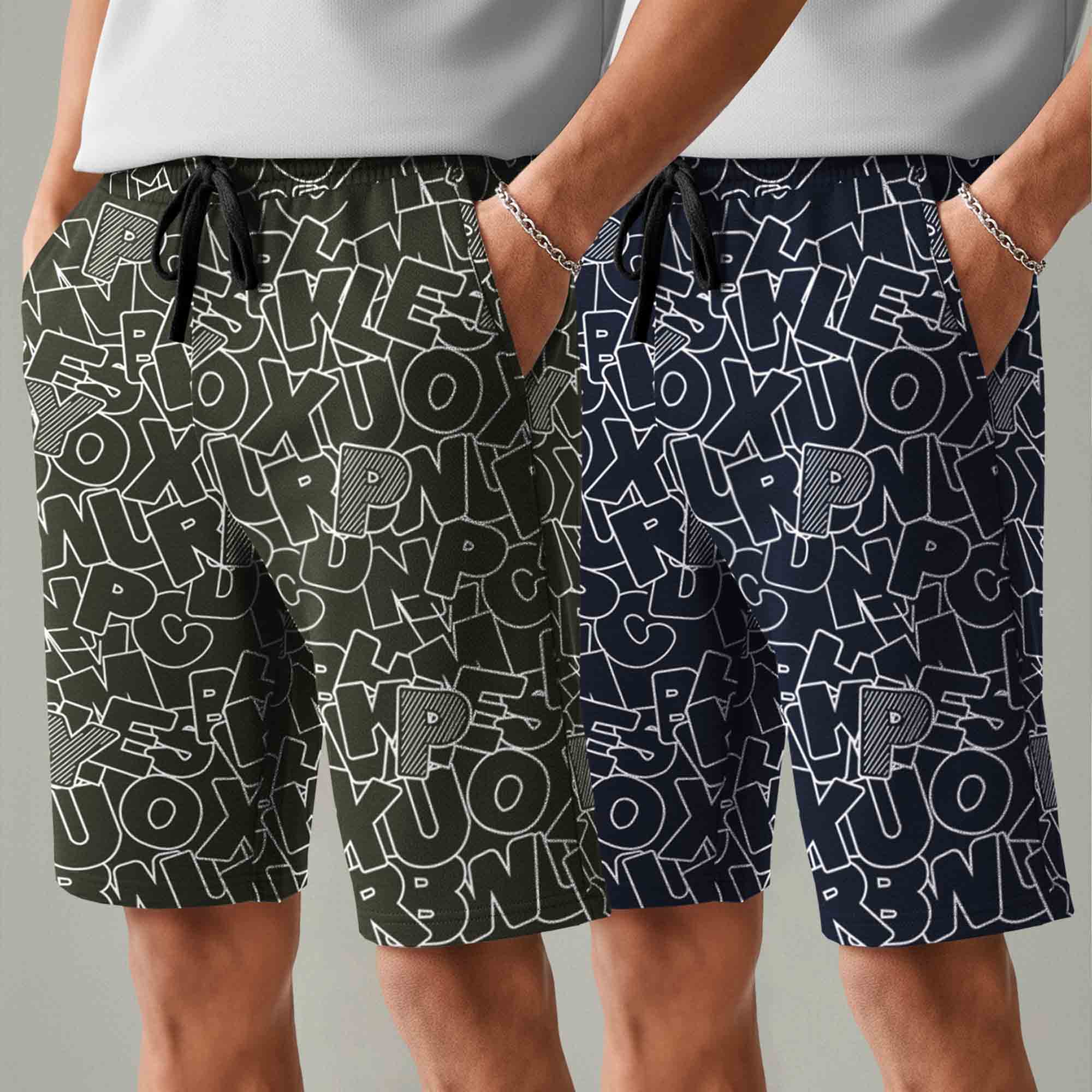 Men (Pack Of 2) Same Printed Design Regular Fit Shorts- 26 Variants