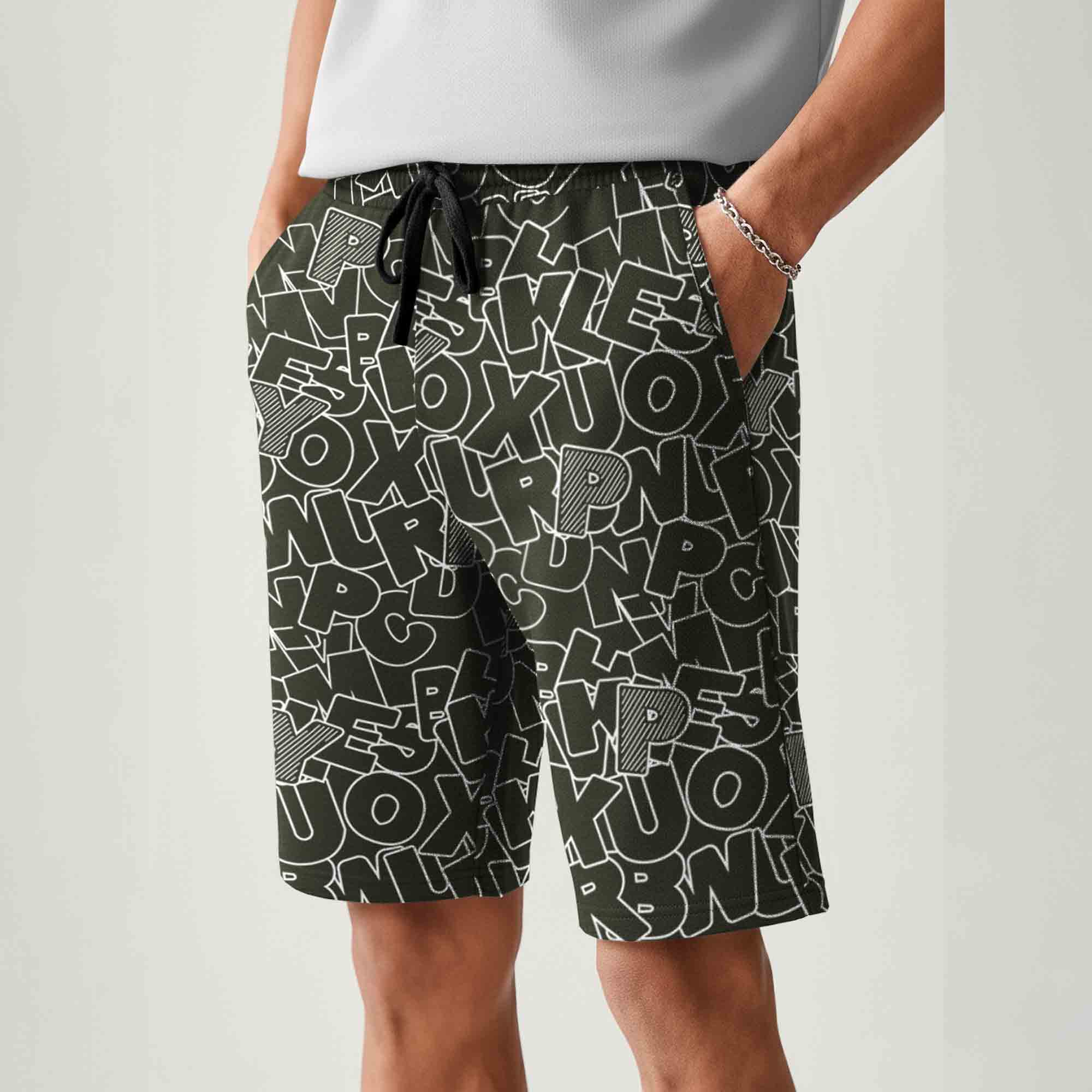 Men All Over Printed Short Olivegreen