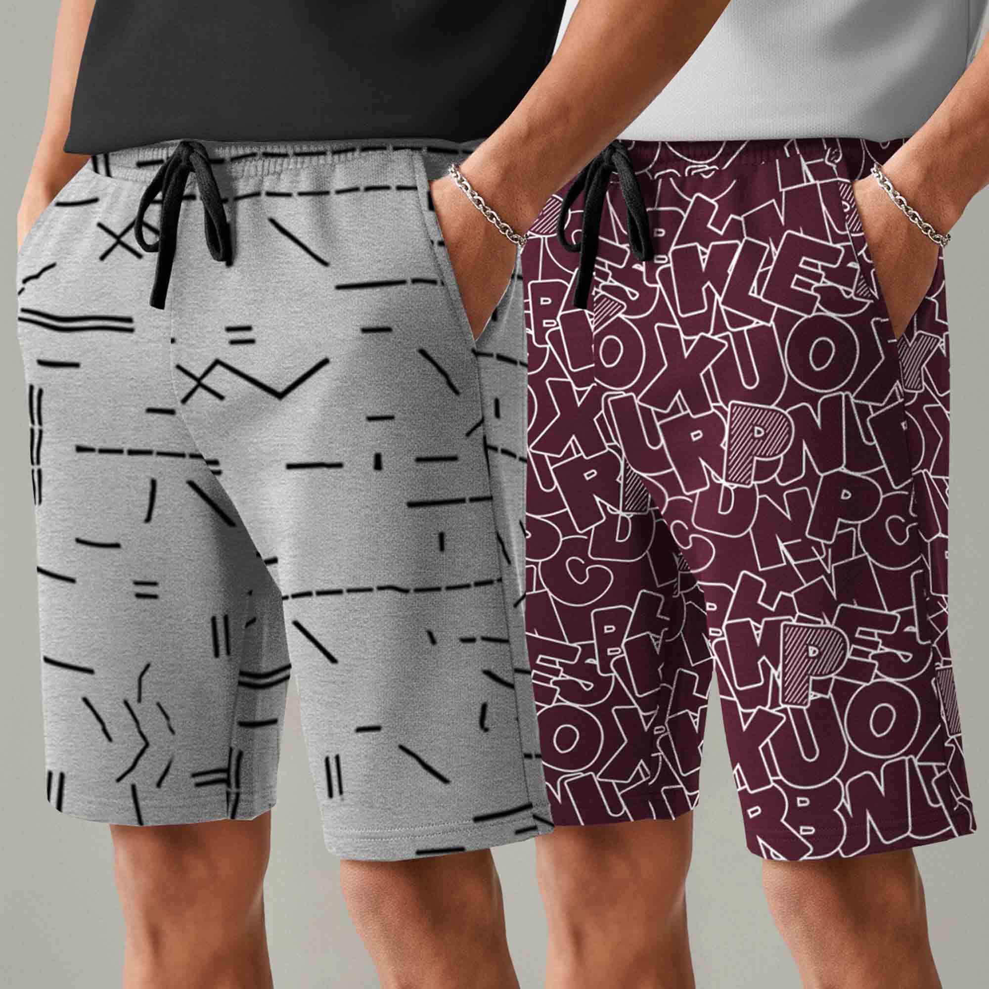 Men (Pack Of 2) All Over Printed Design Regular Fit Shorts
