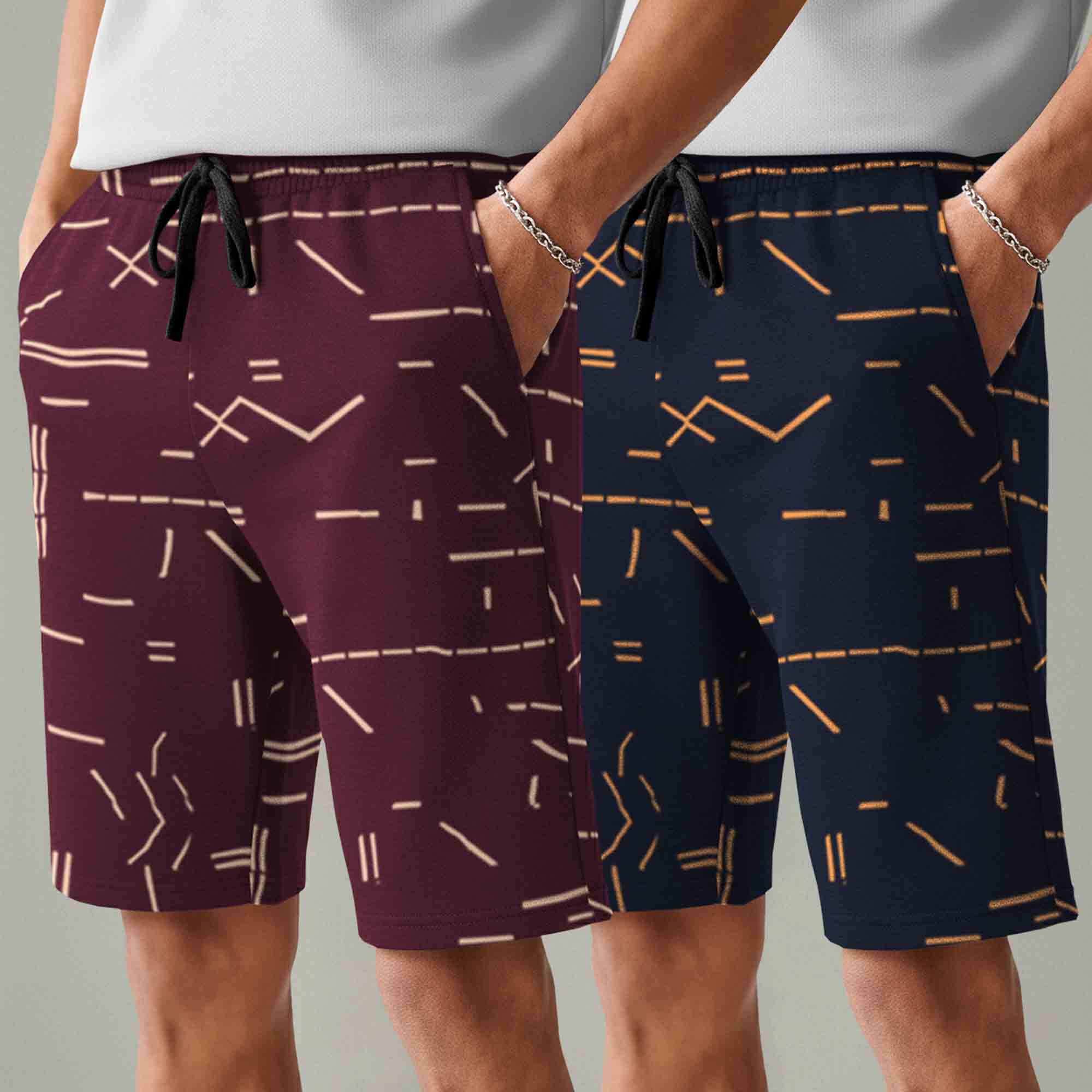 Men (Pack Of 2) Same Printed Design Regular Fit Shorts- 26 Variants