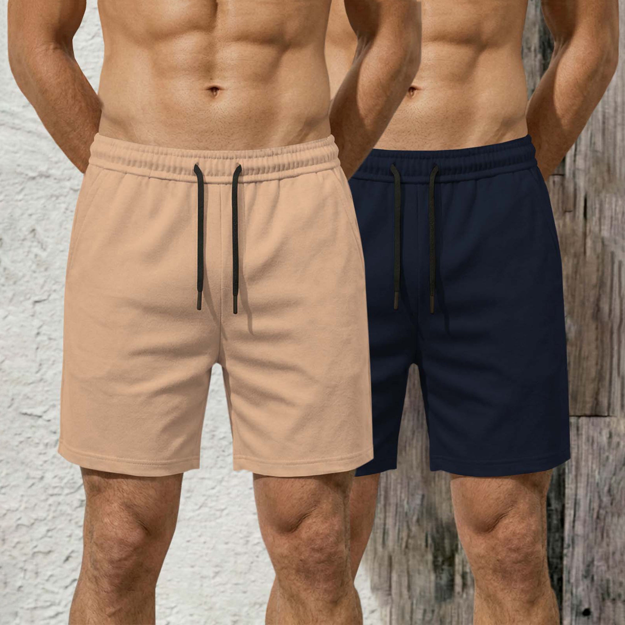 (Pack Of 2) Plain Cotton Blend  Shorts