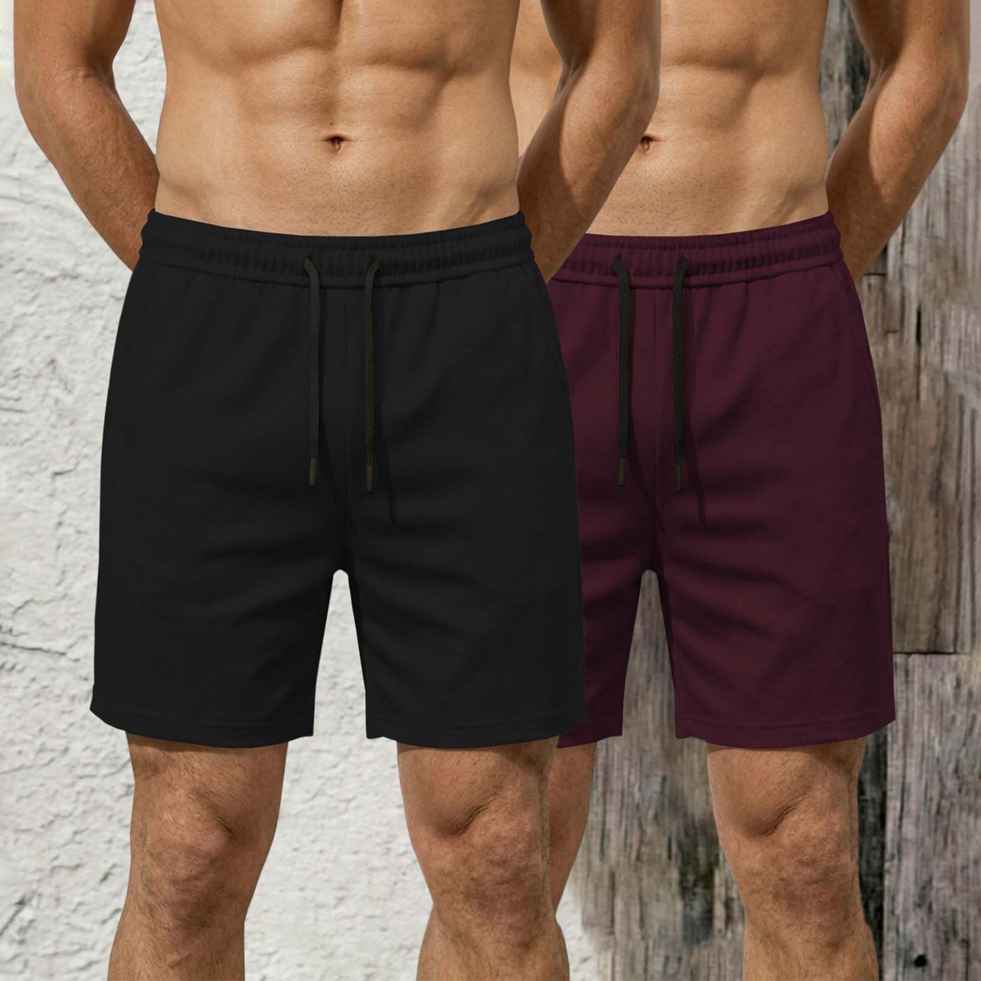 (Pack Of 2) Plain Cotton Blend  Shorts