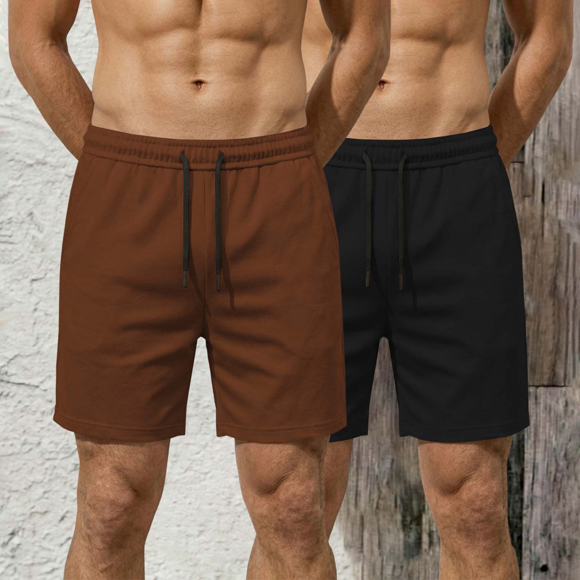 (Pack Of 2) Plain Cotton Blend  Shorts