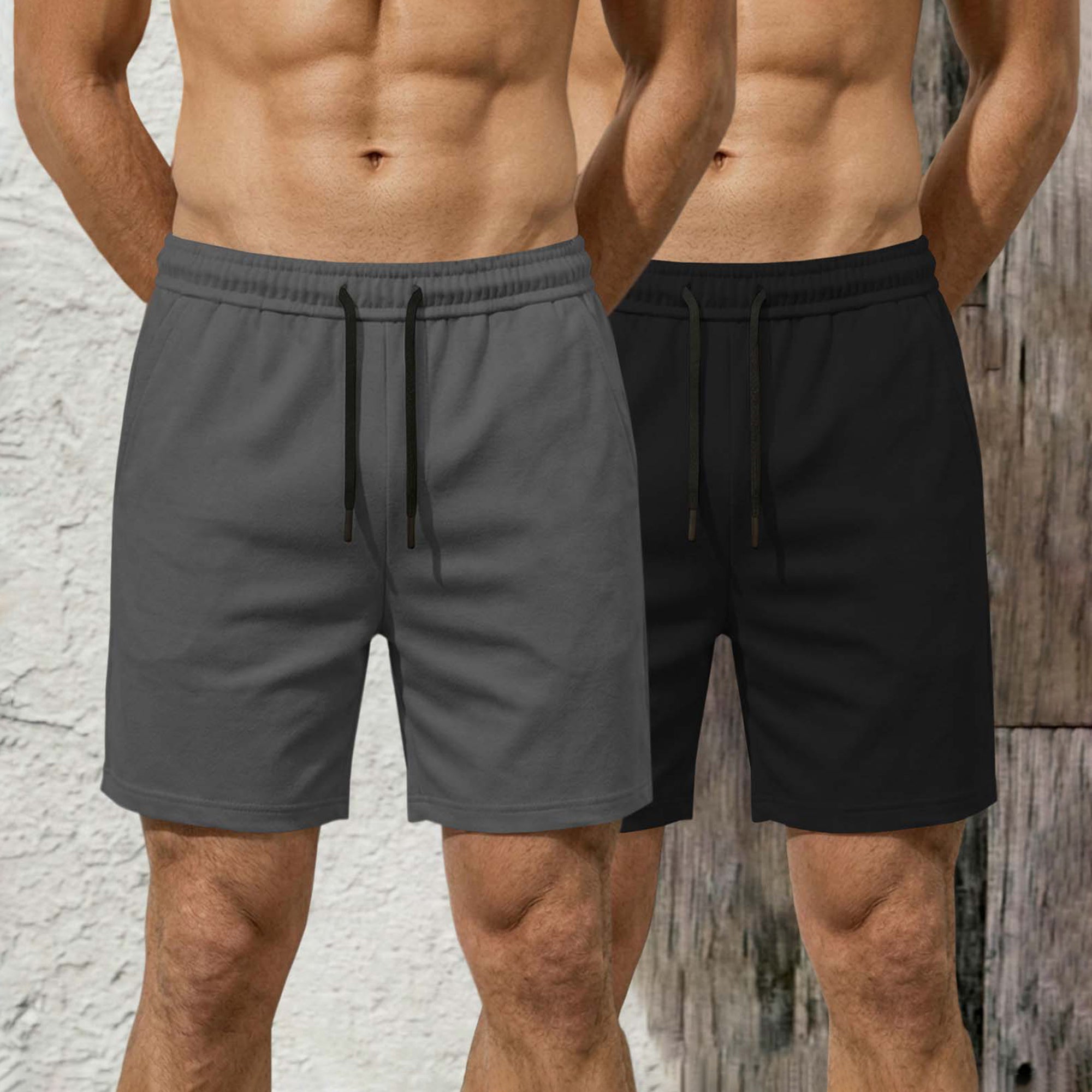 (Pack Of 2) Plain Cotton Blend  Shorts