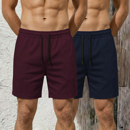 (Pack Of 2) Plain Cotton Blend  Shorts