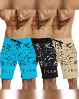 mens short-PACK OF 3-brown-black-skyblue