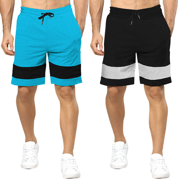 mens short-PACK OF 2 - SKYBLUE -BLACK