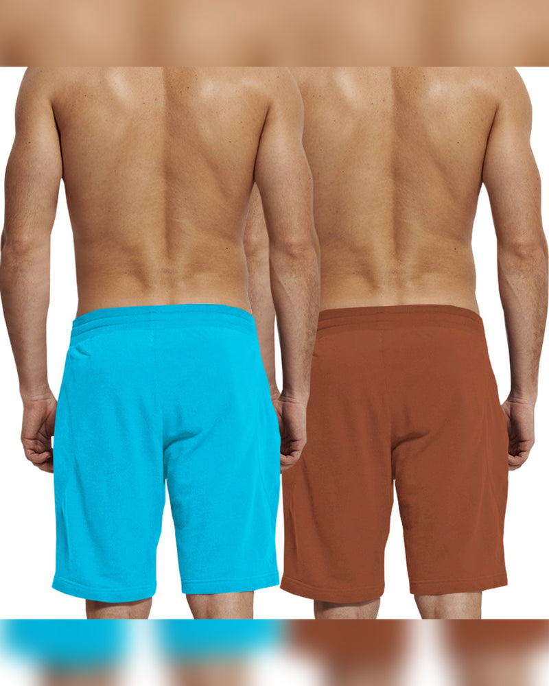 mens short-PACK OF 2-Brown-skyblue